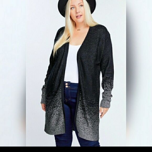 STAR GLITZY GLAMOROUS Lurex plus sz 1X 14-16 cardigan - Picture 6 of 15